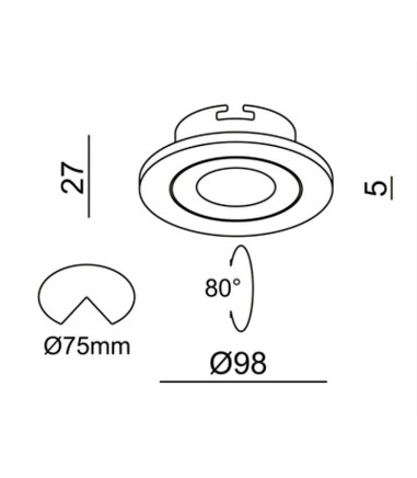 Medidas Aro empotrable Disco para Gu10 led.