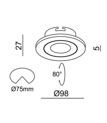Medidas Aro empotrable Disco para Gu10 led.