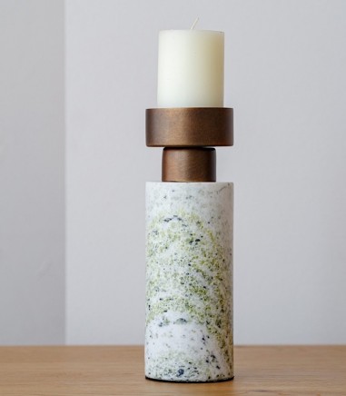 Candelabro metal y mármol verde pequeño - VP Interiorismo