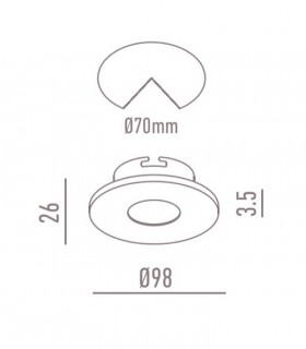 Dimensiones Aro Empotrable Fijo circular 98mm
