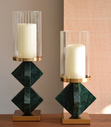 Candelabro decorativo mármol, vidrio y metal grande - VP Interiorismo