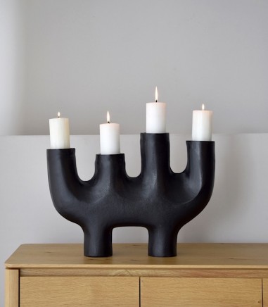 Candelabro decorativo Totem N3 metal negro - VP Interiorismo