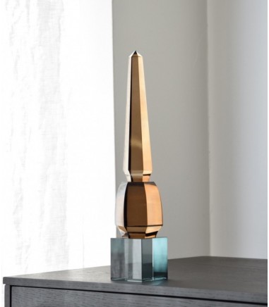 Candelabro decorativo cristal ocre Obelisco pequeño - VP Interiorismo