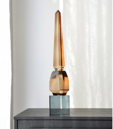 Candelabro decorativo cristal ocre Obelisco grande - VP Interiorismo