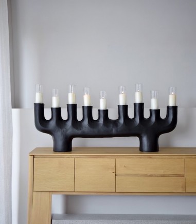 Candelabro decorativo grande Totem N2 metal negro - VP Interiorismo