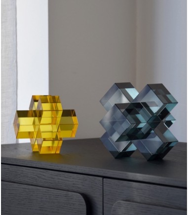 Set 2 figuras decorativas cristal cubos - VP Interiorismo