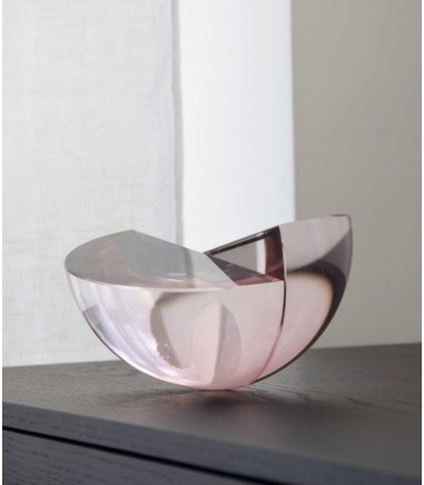 Figura decorativa semiesfera cristal rojo burdeos grande - VP Interiorismo