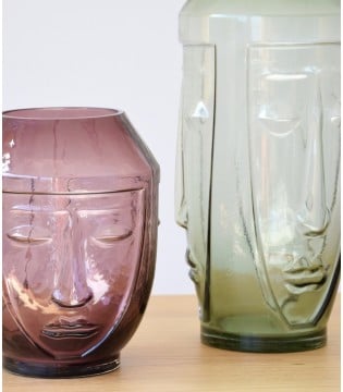 Set 2 jarrones tricara vidrio verde rosa - VP Interiorismo 2