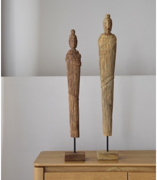 Escultura decorativa colec. Monje madera tallada baja - VP Interiorismo 2