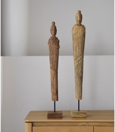 Escultura decorativa colec. Monje madera tallada baja - VP Interiorismo