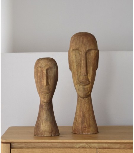 Escultura decorativa colec. África madera tallada a mano gr. - VP Interiorismo