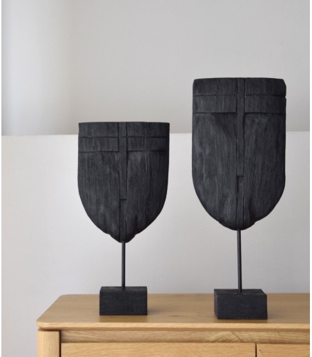 Escultura decorativa colec. Máscara madera tallada negro gr. - VP Interiorismo