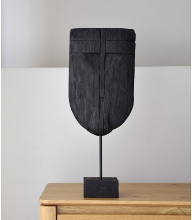 Escultura decorativa colec. Máscara madera tallada negro gr. - VP Interiorismo