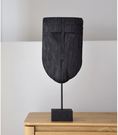 Escultura decorativa colec. Máscara madera tallada negro gr. - VP Interiorismo