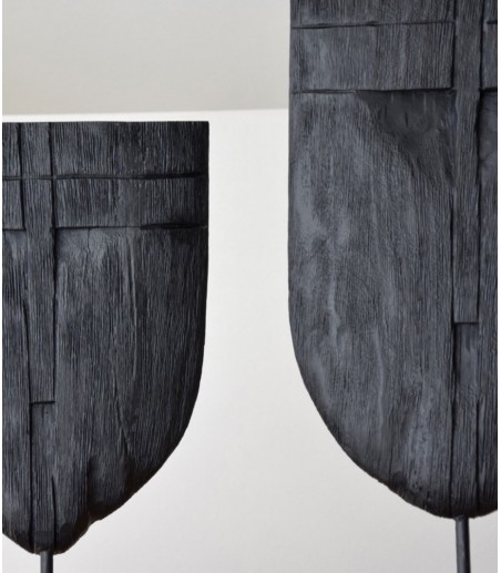 Escultura decorativa colec. Máscara madera tallada negro peq. - VP Interiorismo
