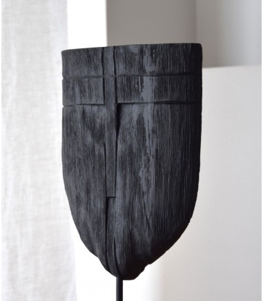 Escultura decorativa colec. Máscara madera tallada negro peq. - VP Interiorismo