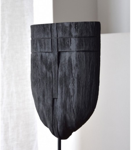 Escultura decorativa colec. Máscara madera tallada negro peq. - VP Interiorismo
