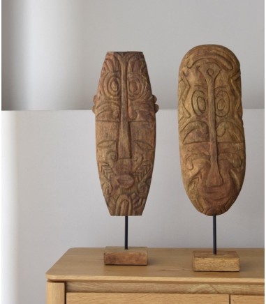 Escultura decorativa Tribal N2 madera tallada a mano - VP Interiorismo