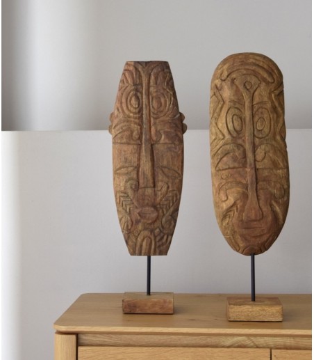 Escultura decorativa Tribal N2 madera tallada a mano - VP Interiorismo