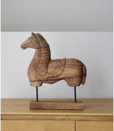 Escultura decorativa Caballo N1 madera tallada a mano - VP Interiorismo