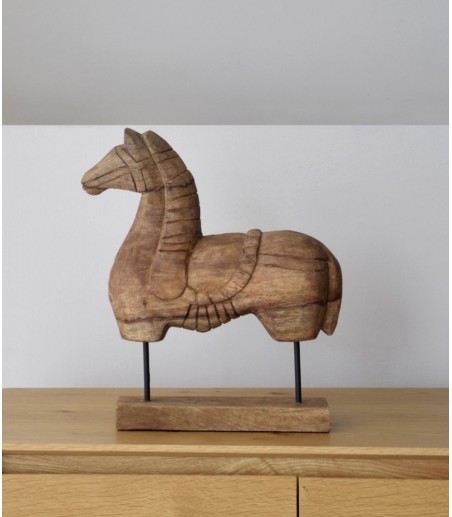 Escultura decorativa Caballo N1 madera tallada a mano - VP Interiorismo