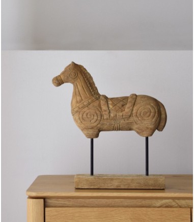 Escultura decorativa Caballo N2 madera tallada a mano - VP Interiorismo