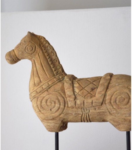Escultura decorativa Caballo N2 madera tallada a mano - VP Interiorismo