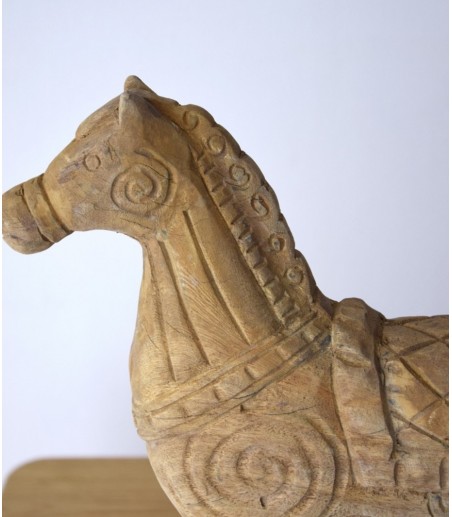 Escultura decorativa Caballo N2 madera tallada a mano - VP Interiorismo