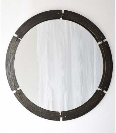 Espejo redondo 2 marco relieve metal - VP Interiorismo