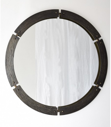 Espejo redondo 2 marco relieve metal - VP Interiorismo