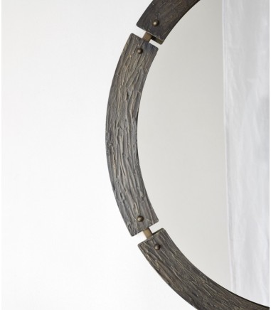 Espejo redondo 2 marco relieve metal - VP Interiorismo