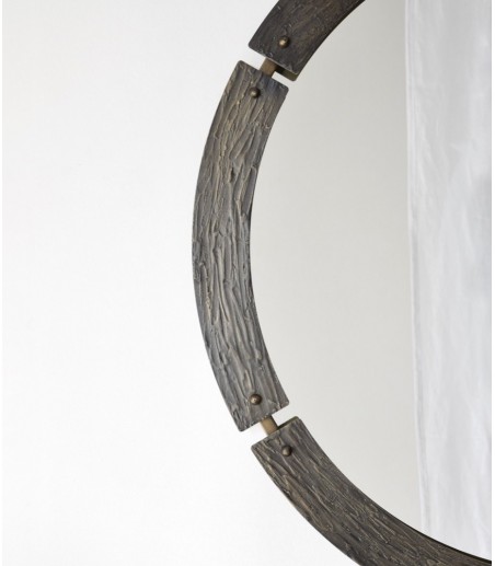 Espejo redondo 2 marco relieve metal - VP Interiorismo