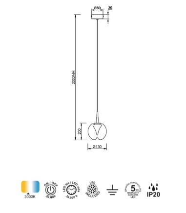 ANDRÓMEDA · Lámpara colgante 1L 5W...