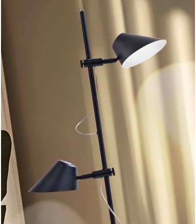 Lámpara de pie salón Esino 2L negro - Schuller