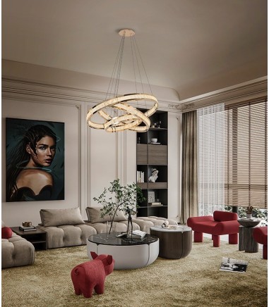 Lámpara colgante 3 aros dorado brillo - Schuller