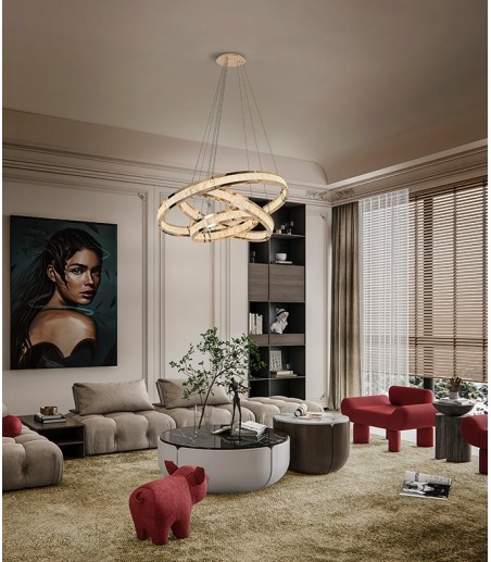 Lámpara colgante 3 aros dorado brillo - Schuller