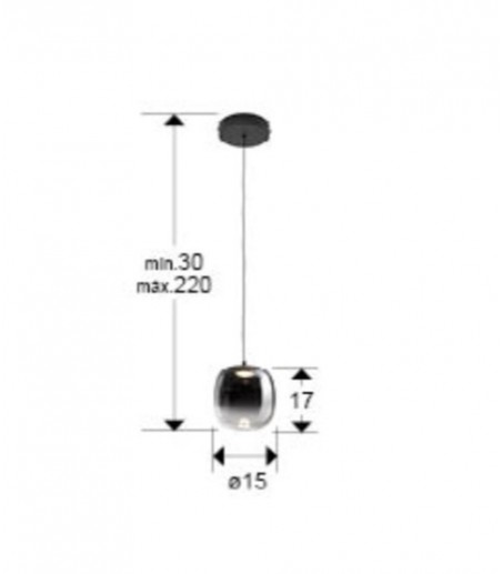 Lampara colgante de techo Onice 1L negro-smoke - Schuller
