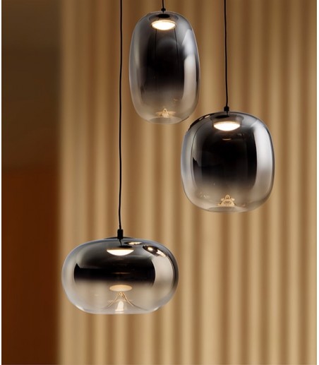 Lampara colgante de techo Onice 3L negro-smoke D30 - Schuller