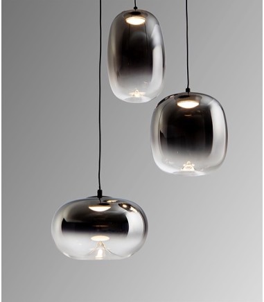 Lampara colgante de techo Onice 3L negro-smoke D30 - Schuller
