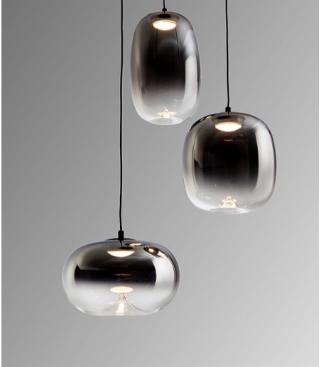 Lampara colgante de techo Onice 3L negro-smoke D30 - Schuller