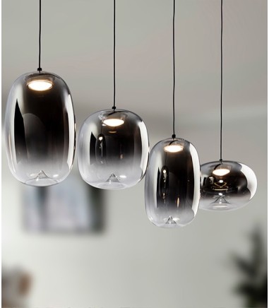 Lampara lineal Onice 4L negro-smoke - Schuller