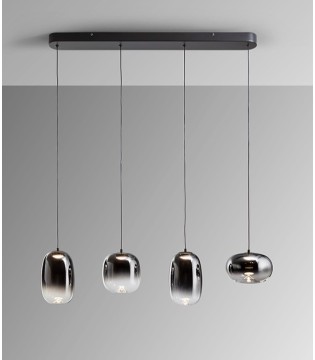 Lampara de techo lineal Onice 4L negro-smoke - Schuller 2