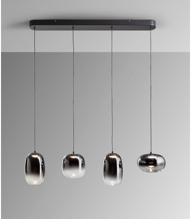 Lampara lineal Onice 4L negro-smoke - Schuller