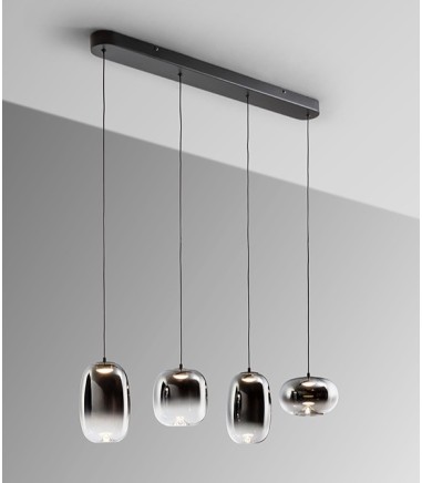 Lampara lineal Onice 4L negro-smoke - Schuller