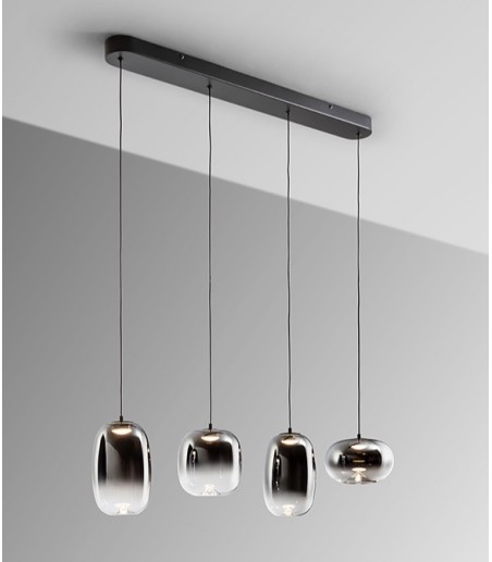 Lampara lineal Onice 4L negro-smoke - Schuller