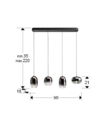 Lampara lineal Onice 4L negro-smoke - Schuller
