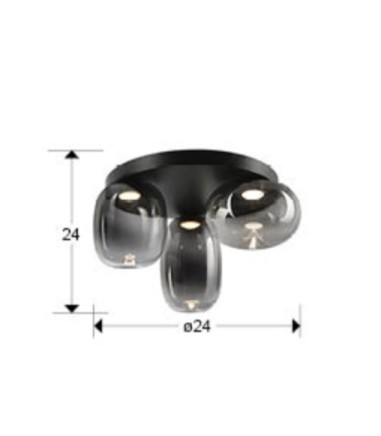 Plafón de techo Onice 3L negro-smoke - Schuller