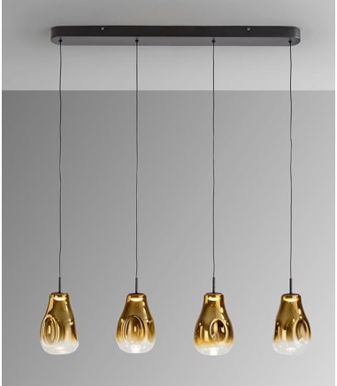 Lámpara lineal Aledis 4L negro dorado - Schuller
