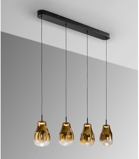 Lámpara lineal Aledis 4L negro dorado - Schuller