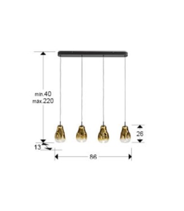 Lámpara lineal Aledis 4L negro dorado - Schuller